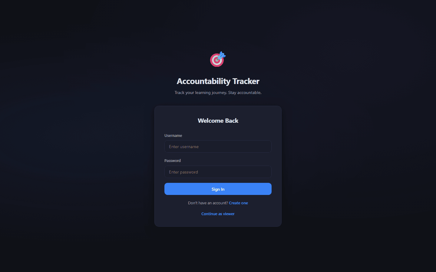 Screenshot of the Accountability Tracker study-plan app